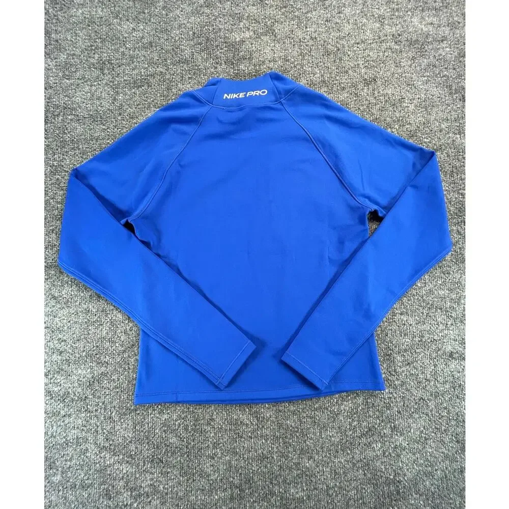 Nike Pro Dri-FIT Compression Mock Neck Shirt Women's Medium Blue Athletic - Picture 2 of 6